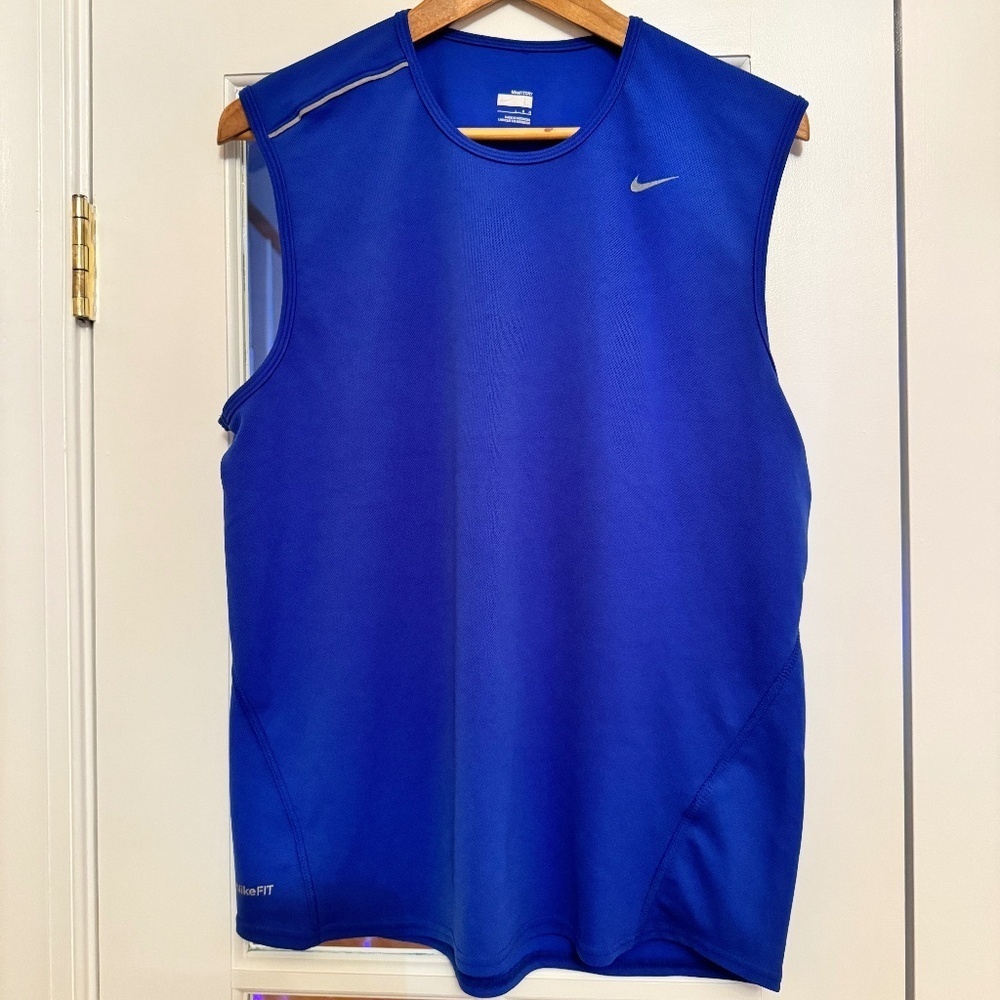 Men's Nike Pro Dri-FIT Sleevels Shirt, Blue, Size Large